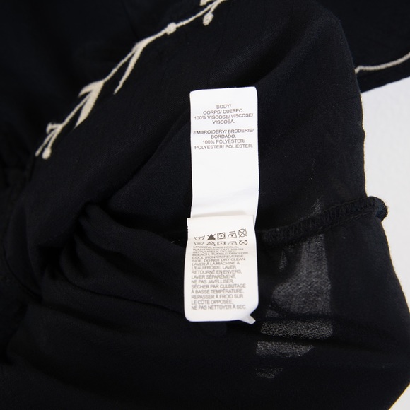 Lucky Brand Black with Cream Floral Embroidery Button Down Blouse - Picture 4 of 7